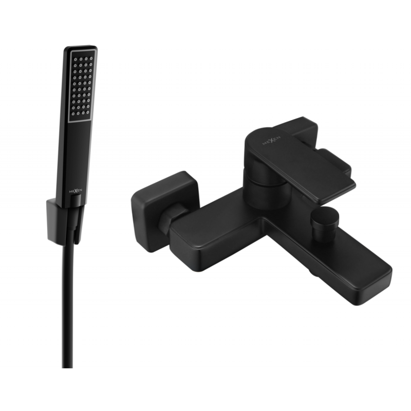 Mexen Mino R72 bathtub mixer tap with shower head, Black - 7243R72-70