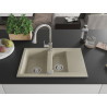 Mexen Gaspar granite kitchen sink 1.5-bowl with drainer and Elia kitchen faucet, beige - 6507-69-670101-00