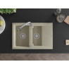 Mexen Gaspar granite kitchen sink 1.5-bowl with drainer and Elia kitchen faucet, beige - 6507-69-670101-00