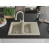 Mexen Gaspar granite sink 1.5-bowl with drainer and Elia kitchen faucet, beige - 6507-69-670101-69