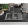 Mexen Gaspar 1.5-bowl granite sink with drainer and Elia kitchen tap, grey - 6507-71-670101-00
