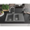 Mexen Gaspar gray granite sink with 1.5 chambers, drainer, and kitchen faucet Elia - 6507-71-670101-00