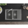Mexen Gaspar gray granite sink with 1.5 chambers, drainer, and kitchen faucet Elia - 6507-71-670101-00