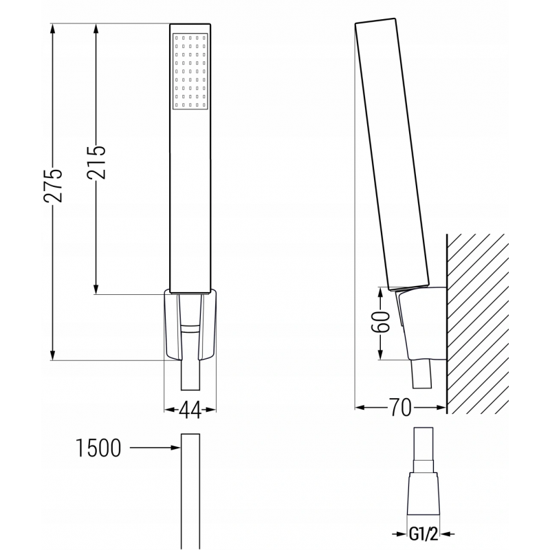 Mexen Mino R77 bath tap with shower set, black - 7243R77-70