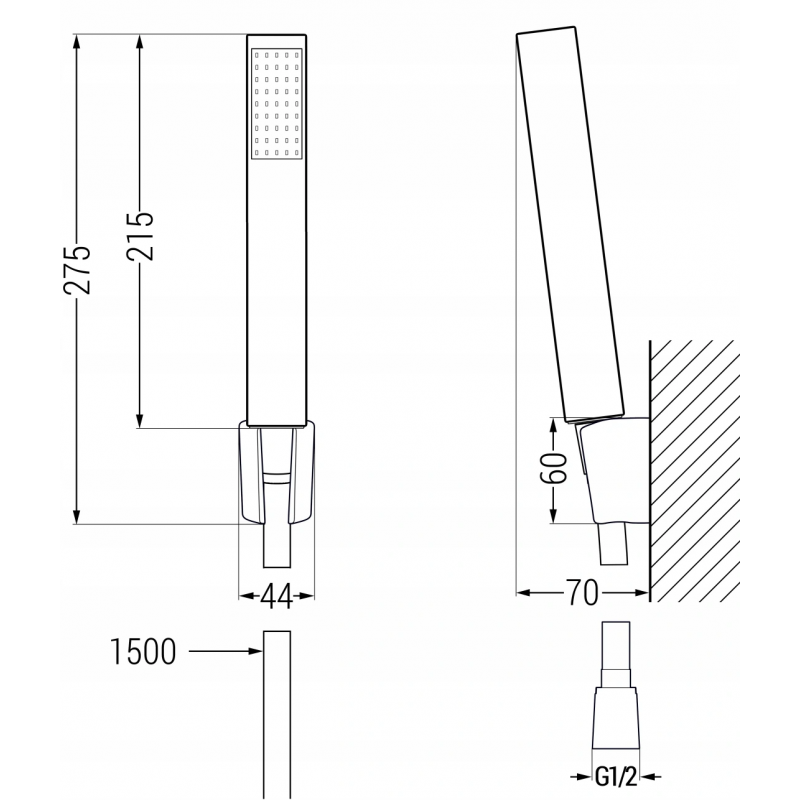 Mexen Mino R77 bathtub faucet with shower set, black - 7243R77-70
