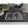 Mexen Gaspar Granite Kitchen Sink 1.5 Bowl with Draining Board and Elia Kitchen Tap, Grey - 6507-71-670101-70