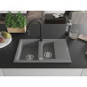Mexen Gaspar granite sink 1.5-bowl with drainer and kitchen faucet Elia, gray - 6507-71-670101-70
