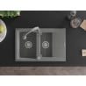 Mexen Gaspar granite sink 1.5-basin with drainer and Elia kitchen tap, grey - 6507-71-670101-71