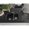 Mexen Gaspar granite sink 1.5-bowl with drainer and kitchen faucet Elia, black - 6507-77-670101-00