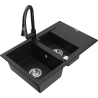 Mexen Gaspar granite sink 1.5-bowl with drainer and kitchen faucet Elia, black - 6507-77-670101-70