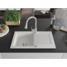 Mexen Pablo 1-basin granite sink with drainer and Elia kitchen tap, white - 6510-20-670101-00