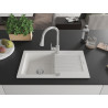 Mexen Pablo granite kitchen sink 1-bowl with drainer and kitchen faucet Elia, white - 6510-20-670101-00