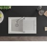 Mexen Pablo 1-basin granite sink with drainer and Elia kitchen tap, white - 6510-20-670101-00