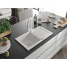 Mexen Pablo one-bowl granite sink with drainer and Elia kitchen faucet, white - 6510-20-670101-20