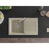 Mexen Pablo 1-compartment granite sink with a drip tray and kitchen mixer tap Elia, Beige - 6510-69-670101-00