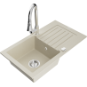 Mexen Pablo granite sink 1-bowl with drainer and Elia kitchen tap, beige - 6510-69-670101-00