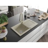 Mexen Pablo 1-bowl granite sink with drainer and kitchen faucet Elia, beige - 6510-69-670101-69