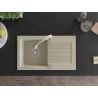 Mexen Pablo 1-bowl granite sink with drainer and Elia kitchen tap, beige - 6510-69-670101-69