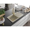 Mexen Pablo 1-bowl granite kitchen sink with drainer and Elia kitchen faucet, beige - 6510-69-670101-50