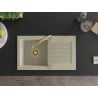 Mexen Pablo 1-bowl granite kitchen sink with drainer and Elia kitchen tap, beige - 6510-69-670101-50