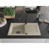 Mexen Pablo one-bowl granite kitchen sink with drainer and Elia kitchen tap, beige - 6510-69-670101-70
