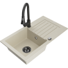 Mexen Pablo 1-compartment granite sink with a drip tray and kitchen mixer tap Elia, Beige - 6510-69-670101-70