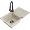 Mexen Pablo granite sink 1-bowl with drainer and Elia kitchen tap, beige - 6510-69-670101-70