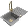 Mexen Pablo 1-bowl granite kitchen sink with drainer and Elia kitchen tap, grey - 6510-71-670101-50