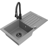 Mexen Pablo 1-bowl granite sink with drainer and Elia kitchen tap, grey - 6510-71-670101-70-B