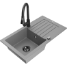 Mexen Pablo single-bowl granite sink with drainer and kitchen faucet Elia, gray - 6510-71-670101-70-B