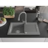 Mexen Pablo granite sink 1-bowl with drainer and Elia kitchen tap, grey - 6510-71-670101-71