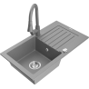 Mexen Pablo 1-bowl granite kitchen sink with drainer and Elia kitchen faucet, gray - 6510-71-670101-71