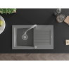 Mexen Pablo granite sink single-bowl with drainer and Elia kitchen faucet, gray - 6510-71-670101-71