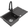Mexen Pablo granite sink 1-bowl with drainer and Elia kitchen tap, speckled black - 6510-76-670101-70