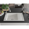 Mexen Elias granite kitchen sink 1-bowl with drainer and Elia kitchen faucet, white - 6511-20-670101-00
