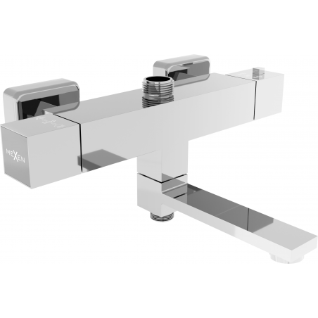 Mexen Cube thermostatic bath and shower mixer tap, Chrome - 77910-00