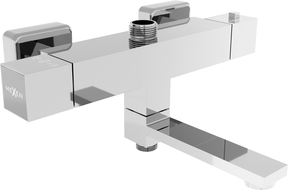 Mexen Cube thermostatic bath and shower mixer tap, Chrome - 77910-00