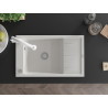 Mexen Elias 1-Bowl Granite Sink with Drainer and Kitchen Faucet Elia, White - 6511-20-670101-20