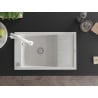 Mexen Elias granite sink 1-bowl with drainer and kitchen tap Elia, white - 6511-20-670101-20