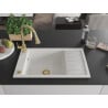 Mexen Elias single-bowl granite sink with drainer and kitchen tap Elia, white - 6511-20-670101-50