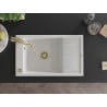 Mexen Elias single-bowl granite sink with drainer and kitchen tap Elia, white - 6511-20-670101-50