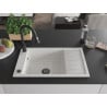 Mexen Elias single-bowl granite sink with drainer and Elia kitchen tap, white - 6511-20-670101-70