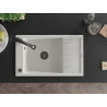 Mexen Elias granite sink 1-bowl with drainer and kitchen faucet Elia, white - 6511-20-670101-70