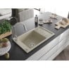 Mexen Elias 1-bowl granite sink with drainer and Elia kitchen tap, beige - 6511-69-670101-00