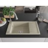 Mexen Elias granite kitchen sink 1-bowl with drainer and Elia kitchen faucet, beige - 6511-69-670101-00
