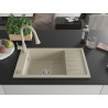 Mexen Elias 1-bowl granite sink with drainer and Elia kitchen faucet, beige - 6511-69-670101-69