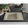 Mexen Elias granite kitchen sink 1-bowl with drainer and Elia kitchen faucet, beige - 6511-69-670101-69