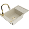 Mexen Elias 1-bowl granite sink with drainer and kitchen faucet Elia, beige - 6511-69-670101-50