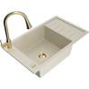 Mexen Elias 1-compartment granite sink with a drip tray and kitchen mixer tap Elia, Beige - 6511-69-670101-50