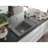 Mexen Elias 1-bowl granite sink with drainer and Elia kitchen faucet, gray - 6511-71-670101-00